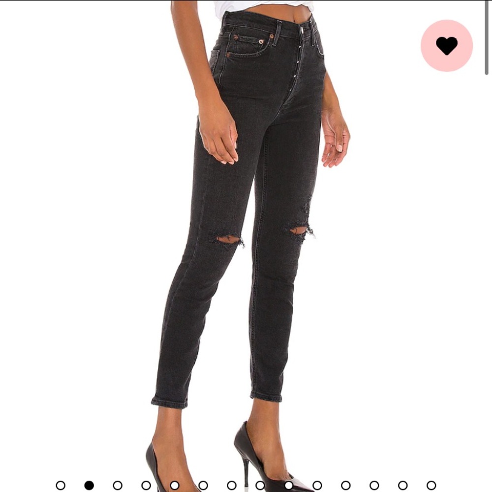 AGOLDE Black Distressed Ankle Cropped Jeans